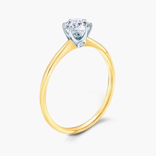 Pierścionek zaręczynowy The Journey: dwukolorowe złoto, z białym szafirem